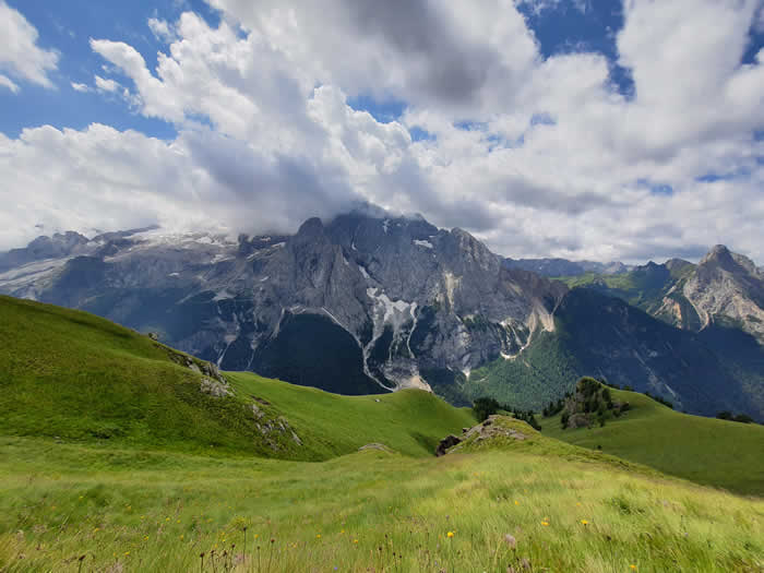 Punto panoramico sulla Marmolada dal sentiero Viel dal Pan