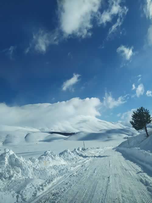 Strada con neve
